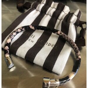 HENRI BENDEL‎ Snakeskin Leather Bracelet S Black/Mauve Magnetic